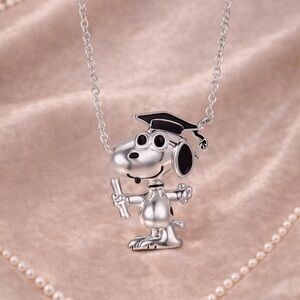 Snoopy Graduated PEANUTS Silver Plated "Snoopy" Graduation Pendant Necklace